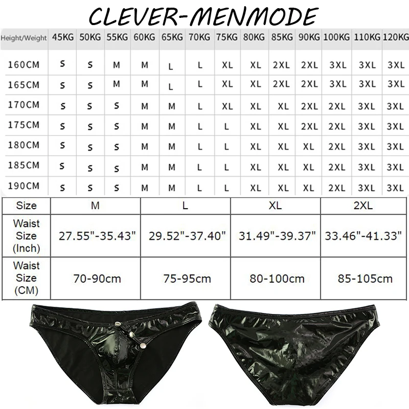 Men's Sexy Low-Rise Faux Leather Skinny Briefs Side Open PU Jockstrap Raised Pockets Micro Mini Panties G String Sissy Bikini mens underwear