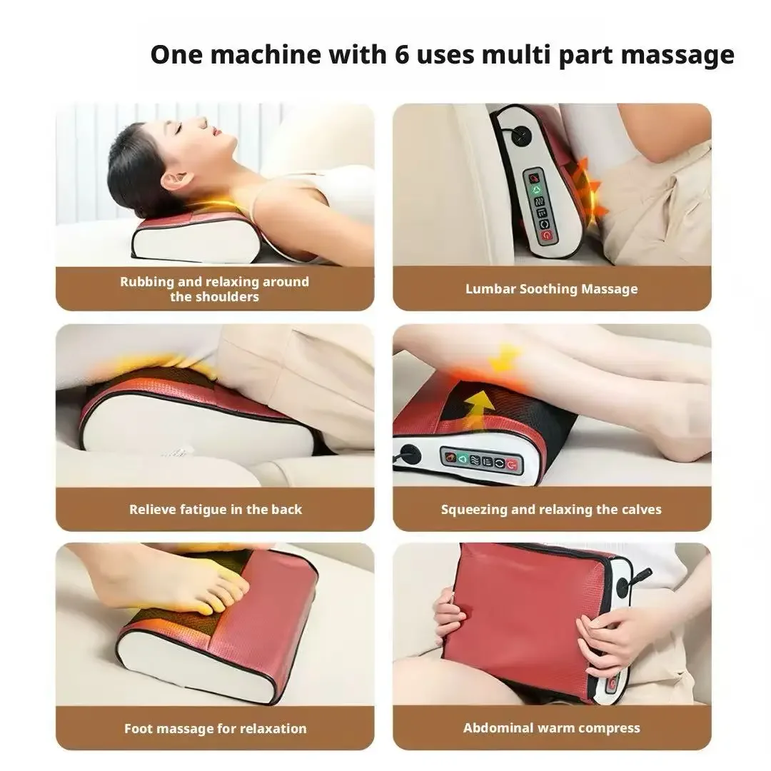 Deep Tissue Neck Massage Pillow 4D Kneading Heating Cervical Massager For Pain Relief Neck Shoulder Back Waist Body Home Office_voghion.com