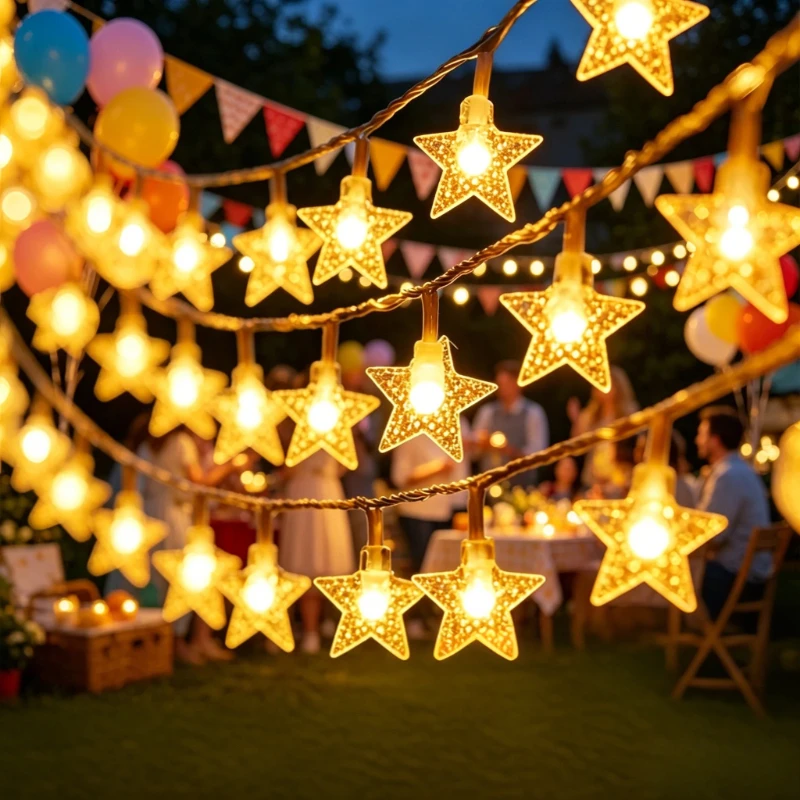 Outdoor Star LED String Lights - Decorative Garland for Parties, Weddings, and Home Gardens