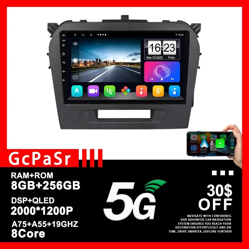 

Беспроводной Carplay Android 13 для Suzuki Vitara 2015-2019 автомобильный dvd Авторадио Стерео головное устройство мультимедийный плеер GPS навигация