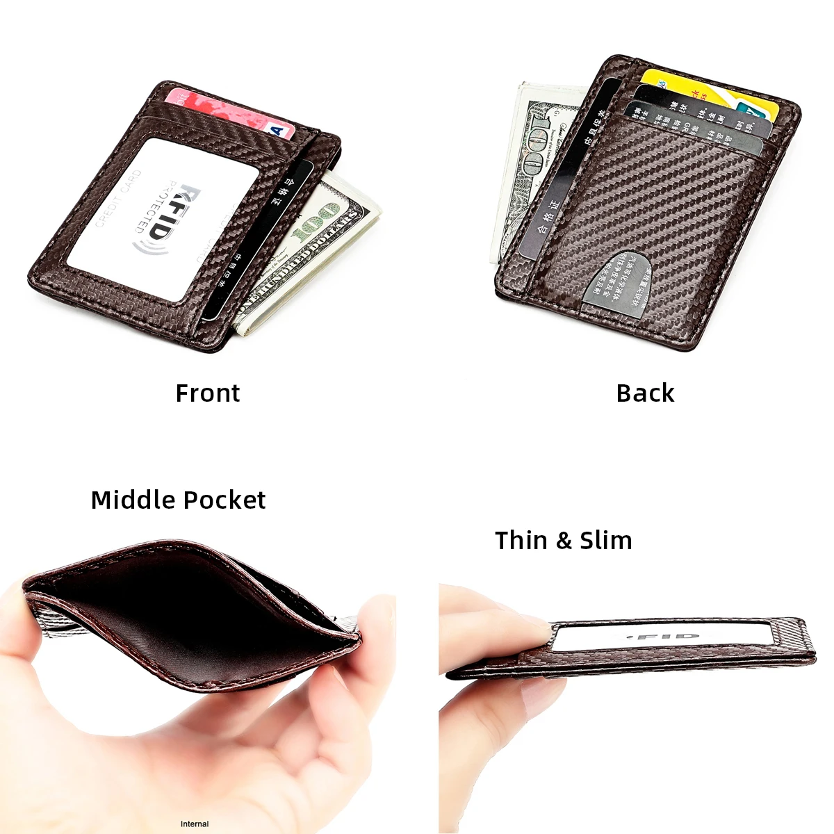 Wallet Card Holder Leather Wallet Credit Card Holder Purse Money Case for Men Women YUECIMIE