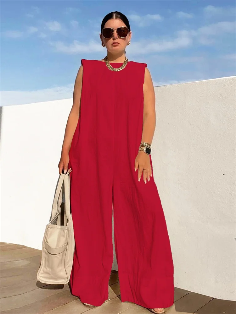 Wmster Summer Clothes Women 2024 Leisure Lady Romper Sleeveless Wide Leg Long New in Summer Clothes Wholesale Dropshipping