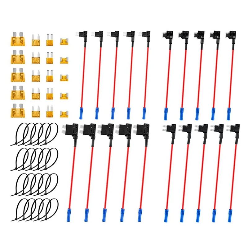 

Набор адаптеров для автомобильного предохранителя ATO/ATC, комплект из 20 автомобильных предохранителей с низким и двойным слотом, держатели предохранителей из АБС-пластика, 12 В