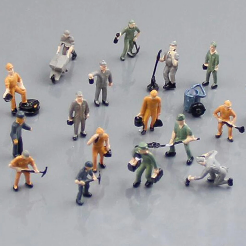  Aydinids 27 Pcs Mini Model Railway HO Scale Worker Figurines  People Figurines Set Mini People Figurines Miniature Scene People Model  Architecture Train People Sand Table Layout Kit, 1:87 Scale : Arts