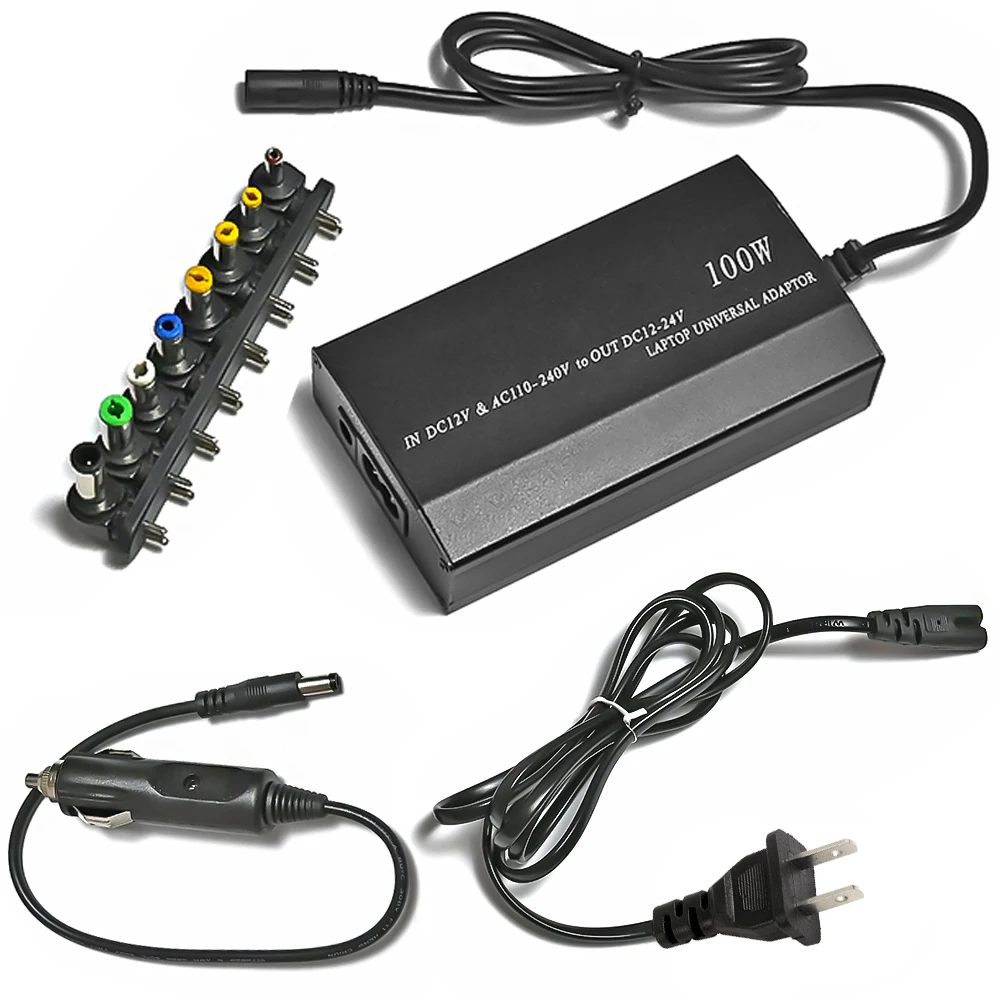 Cargador Universal de Notebook 12-24V 100W + Conector Auto