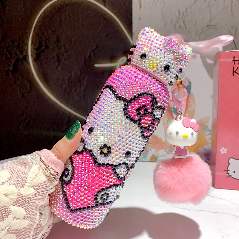 

Hello Kitty Thermos 280ml Coffee Travel Mug Stainless Steel Water Bottle For Women Rhinestones Pink Tumbler Thermos Gift For Her