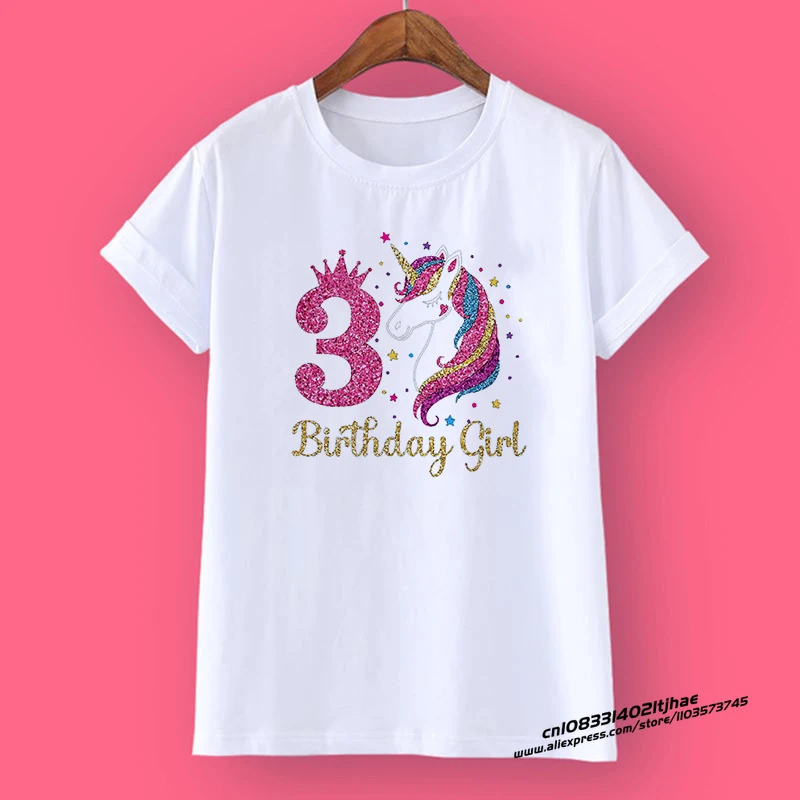 유니콘 생일 셔츠 1-12 생일 티셔츠, 와일드 티, 소녀 파티 티셔츠, 유니콘 테마 의류, 어린이 선물 패션 상의