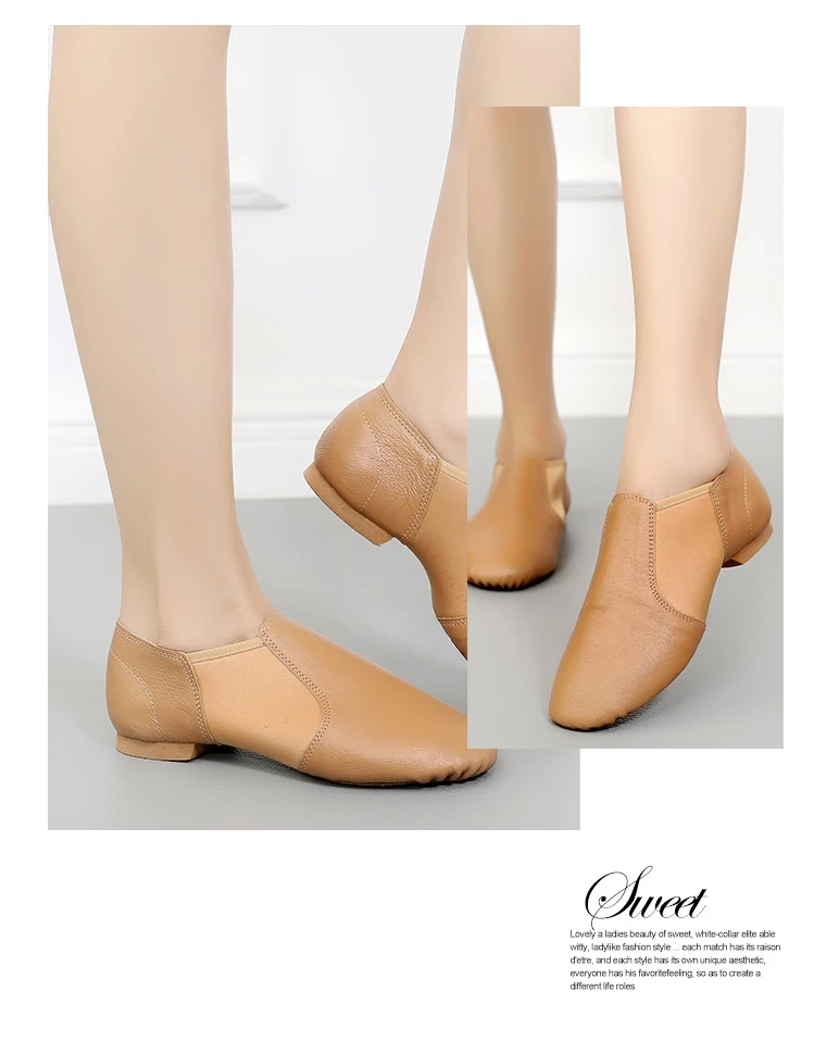 Description Picture 4 of itemGenuine Leather Jazz Dance Shoes Children Shoes for Men and Women Salsa Dance  Neo Arch Slip on Jazz Shoes Ballet Belly