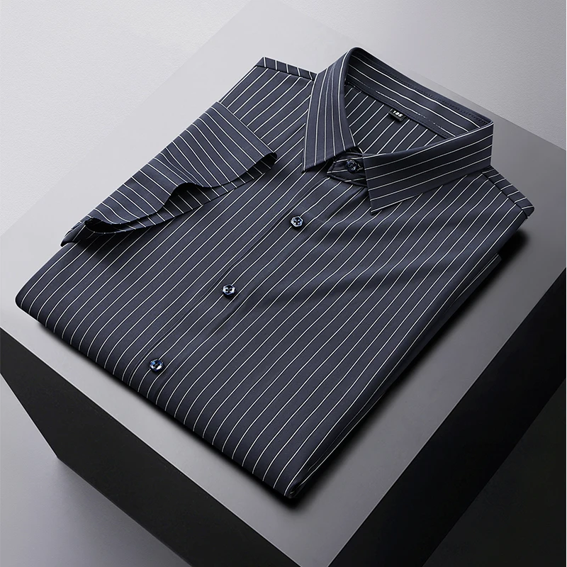 Men Shirt Striped Dress Short Sleeve Summer Oversize 6XL 7XL 8XL 10XL Plus Size Cold Thin Casual Soft Male Loose High Quality
