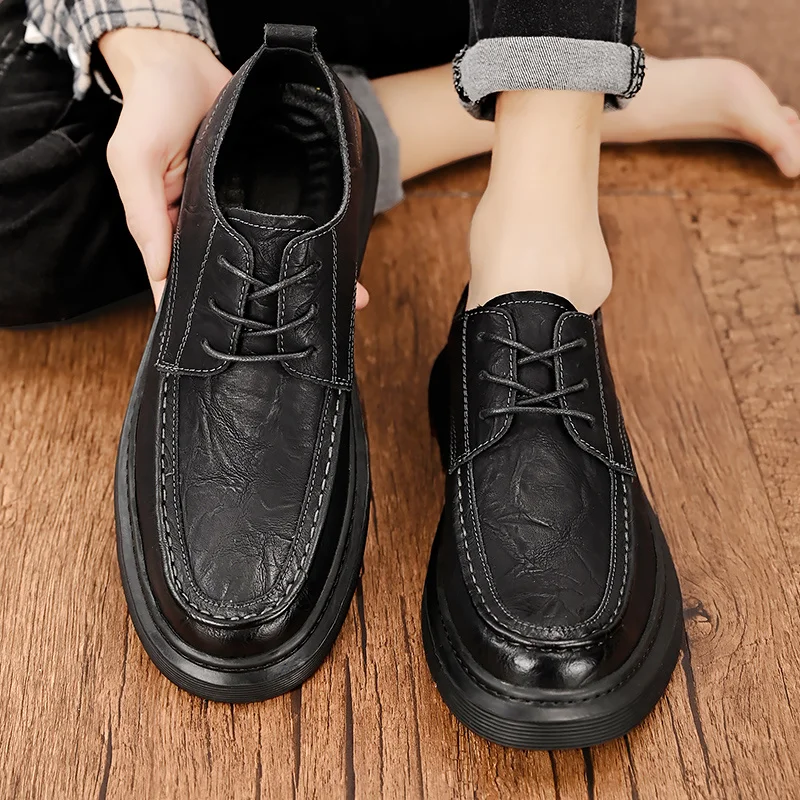 Casual Leather Shoes for Men Slip Comfy Lightweight Walking Shoes Lightweight _voghion.com
