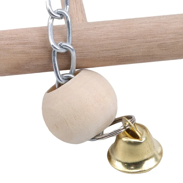 Wooden Parrot Playstand with Bells 4