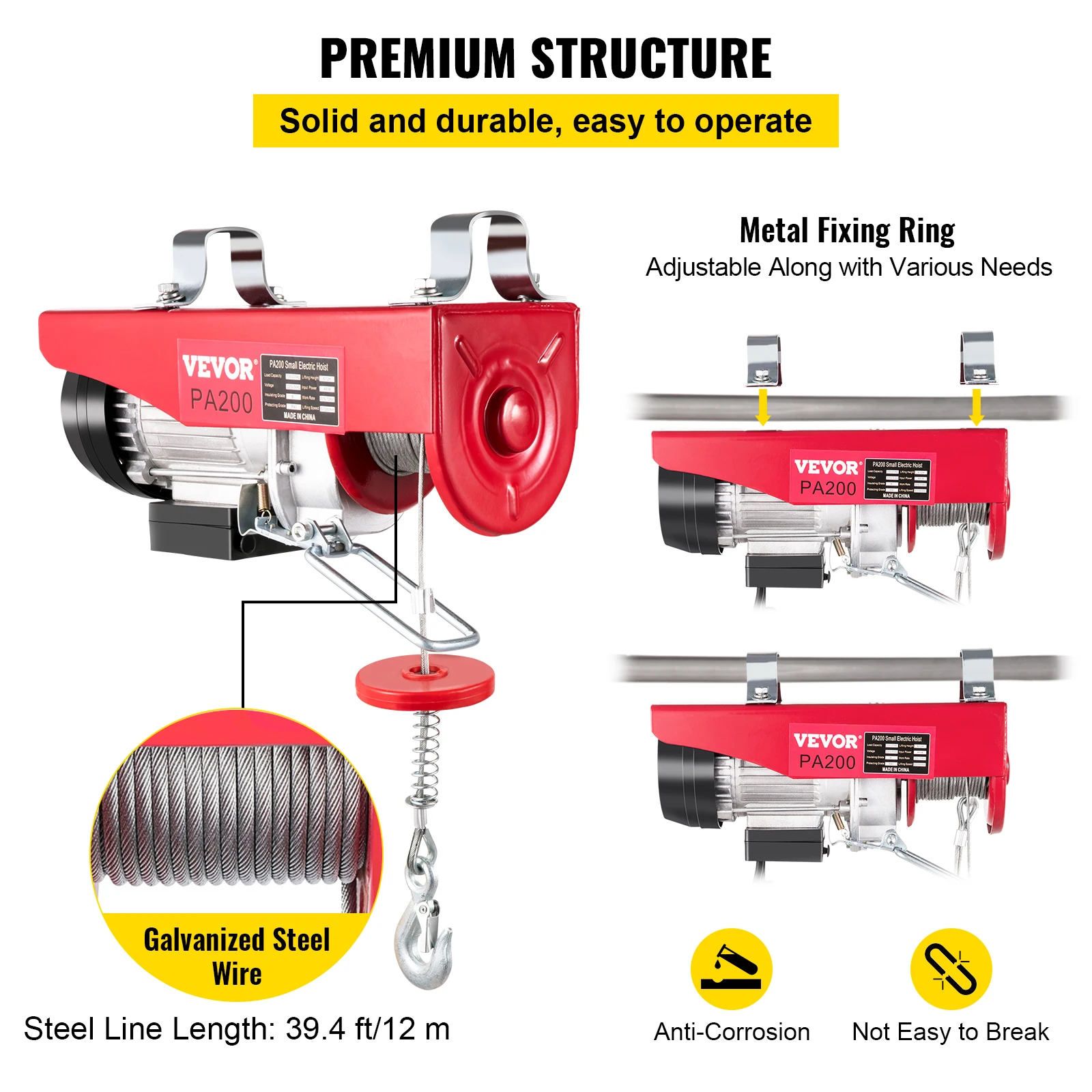 220V Mini Electric Hoist Crane, 440Lbs Electric Hoist Scaffolding