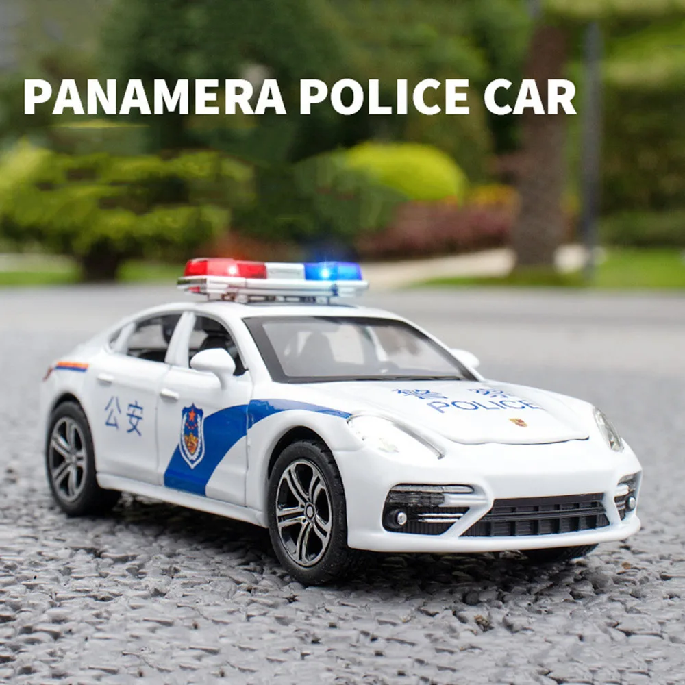 

1/32 Scale Panamera Police Car Metal Alloy Diecast Simulation Model Toys with Sound Light Advanced Birthday Pendant Child Gifts
