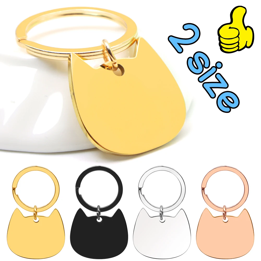 50/100Pcs Targhette Per Targhette Per Cani Vuote Portachiavi A Forma Di Faccia Di Gatto In Acciaio Inossidabile Personalizzabile Accessori Per Collare