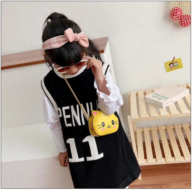 Shoulder Bags Coin Purse Wallet Children Mini Handbags Baby Girls PU Leather Small Crossbody Cute Cat Kids