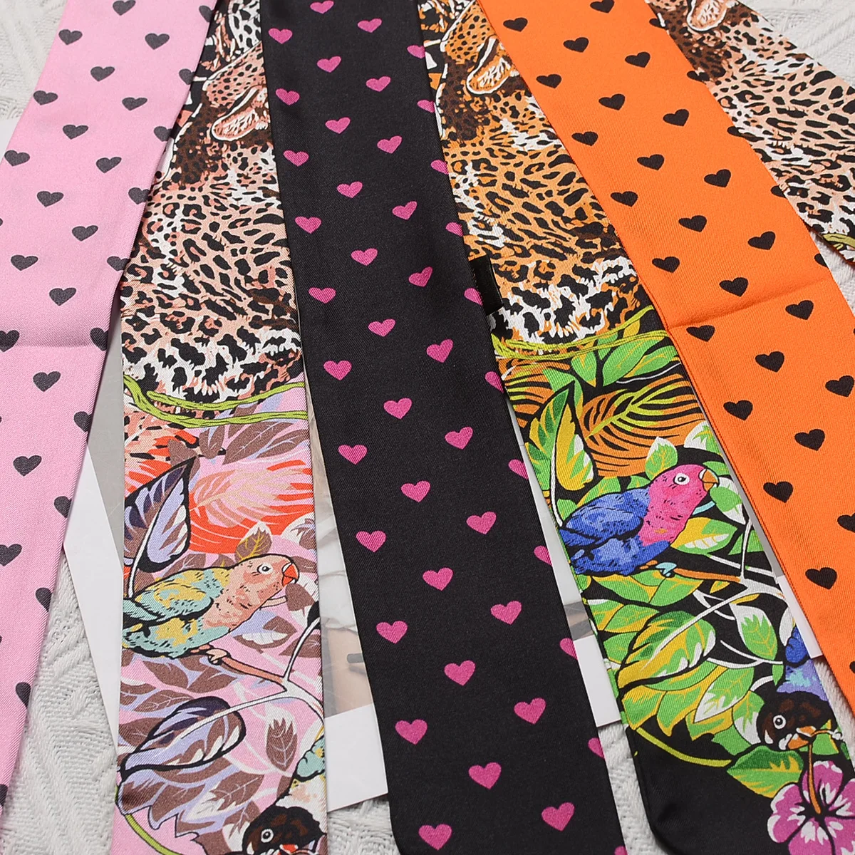 Sciarpa Skinny Leopardata Marrone - Fascia Per Capelli, Cravatta E Accessorio Borsa In Morbida Setosa