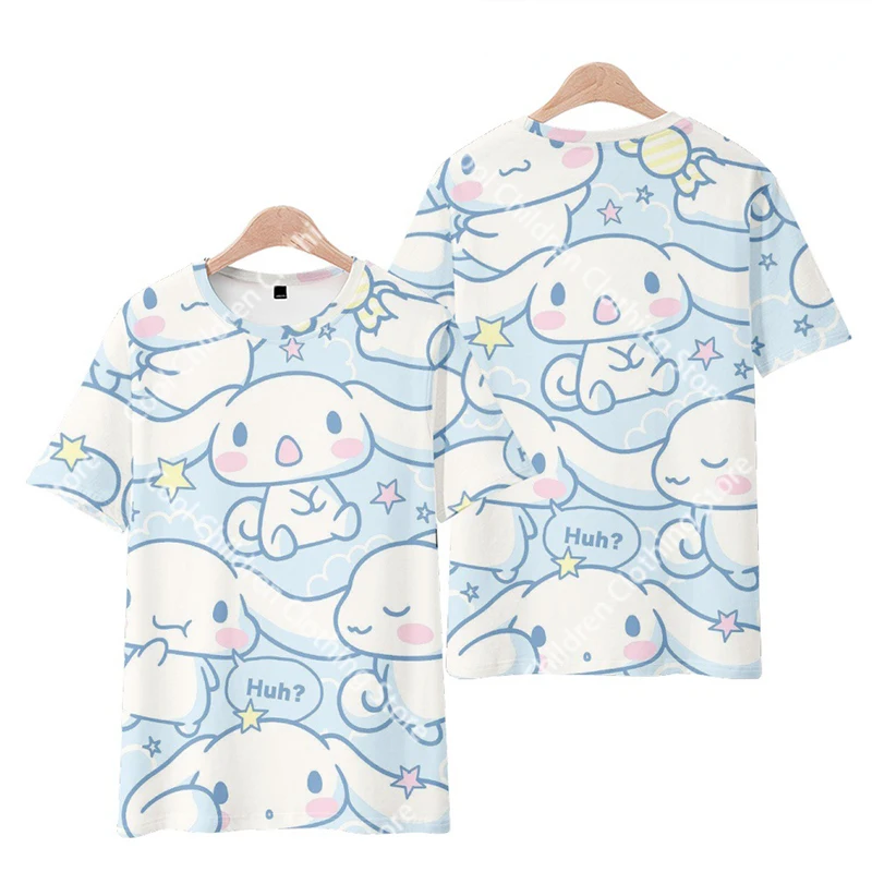 Summer Kawaii Cinnamoroll T-shirt Boy Girl 2024 Children's Cartoon 3D Anime Pattern Children's Girls Boys Fashion Short Sleeves 4
