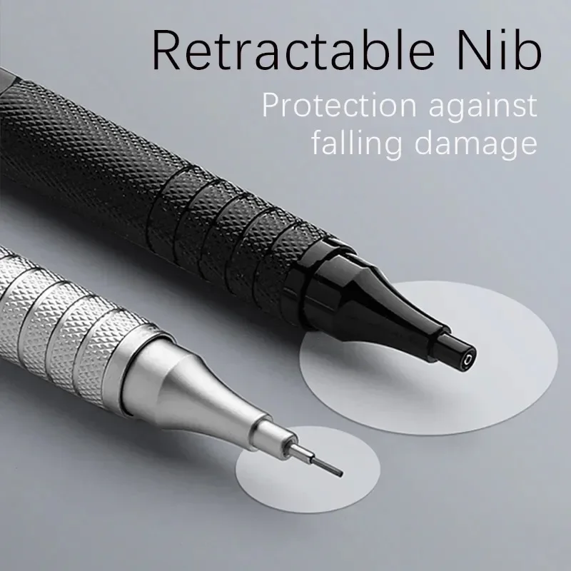 0.3 0.5 0.7mm Art Drawing Automatic Pencils Low Center of Gravity Retractable Nib Metal Mechanical Pencil with Gift Box Set 4
