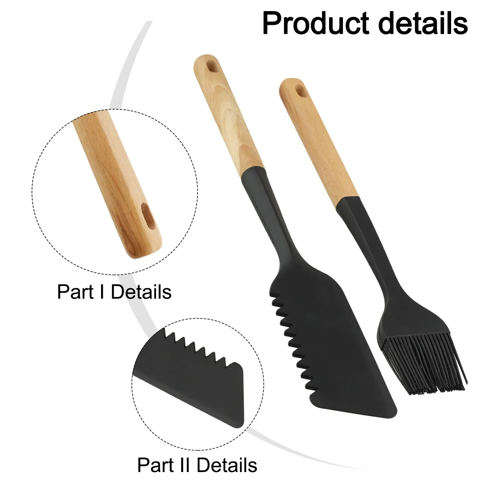 Wooden Handle Silicone Kitchenware NonSticks Pot Kitchen Tools Ergonomic Bakeware Sturdy And Easy To Clean Baking Pastry Tools