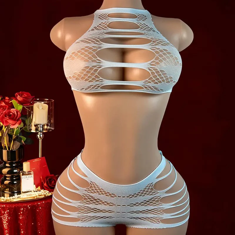 Sexy Lingerie +Panties Hollow Women's Underwear Fishnet Bodysuit Transparent Mesh Body Suit Costumes Sexiest Tight Lingerie