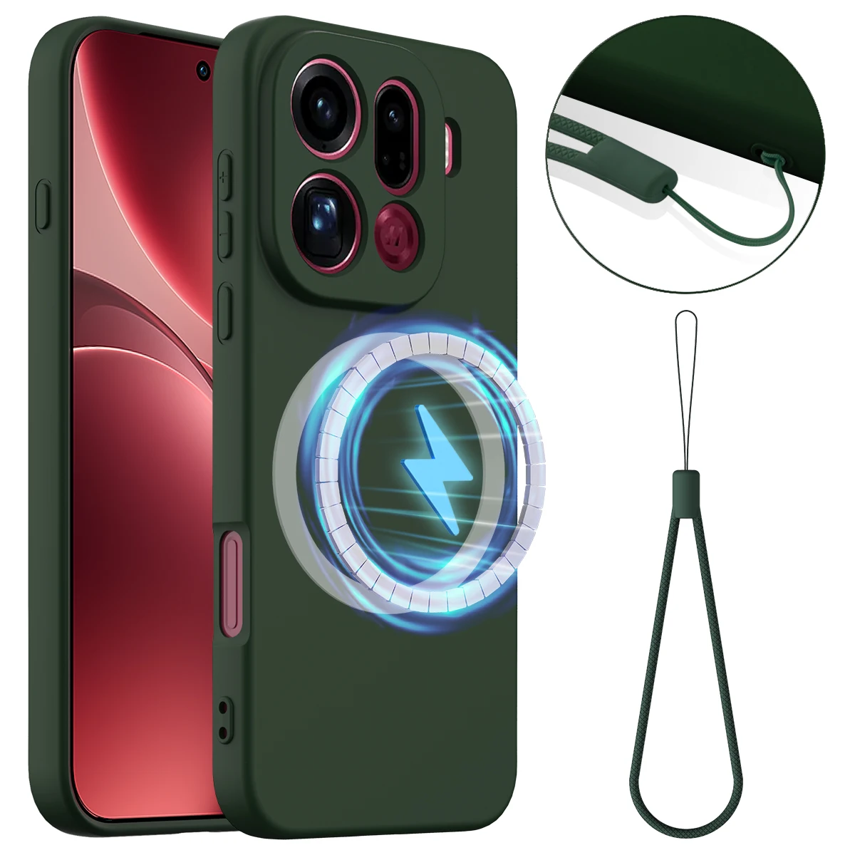 Matte Liquid Silicone Anti-Fingerprint Magnetic Wireless Armor Back Cover