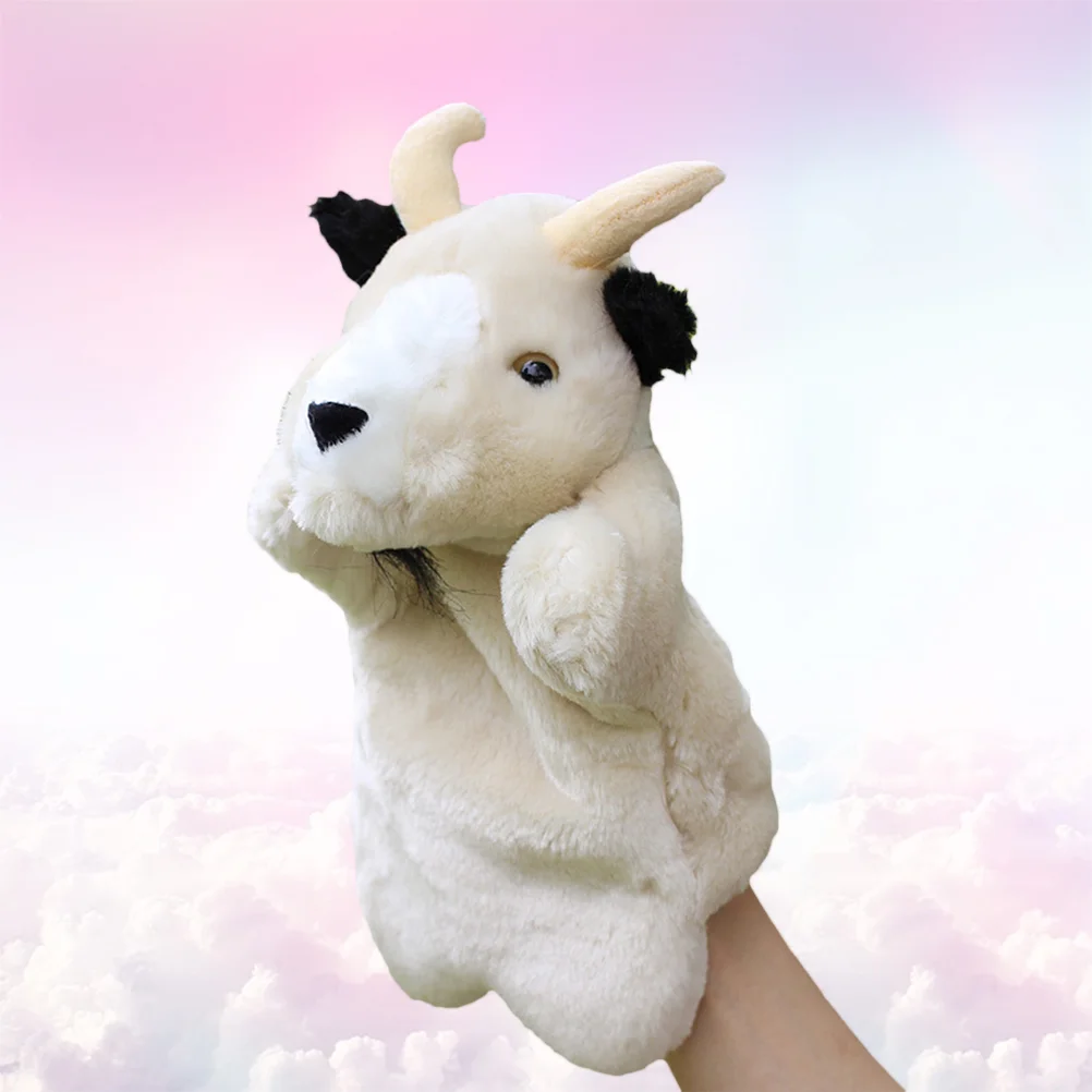 1PC Hand Puppet Plush Goat Puppet Animal Story Telling Prop Interactive Toy Role Play Accessory