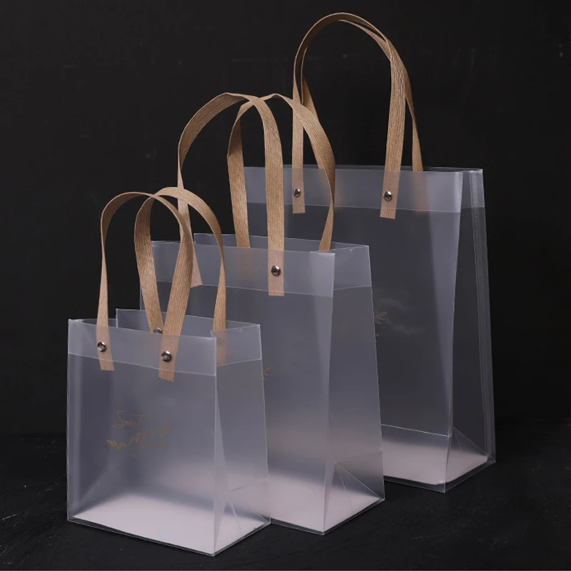 10pcs Transparent Gift Bags For Wedding Christmas Birthday Party Holiday  Gold Stamp Gifts Packaging Bag Give