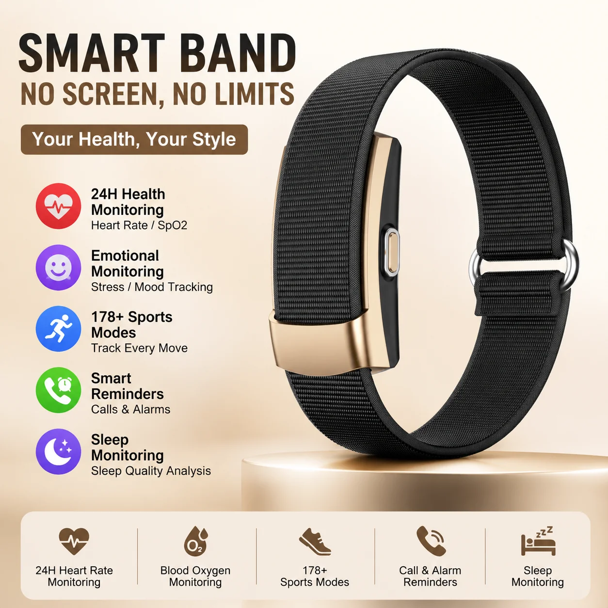 Sleek Ultra-Light Fitness Tracker with 178+ Sports Modes and Waterproof Smart Features