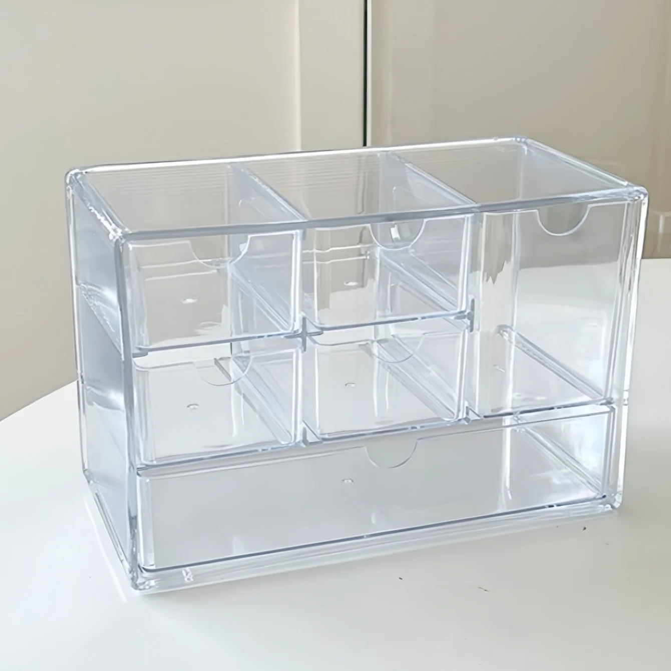 Acrylic Drawer Organizer with 6 Drawers Stackable - Durable Plastic Organizer for Lipstick, Eyeshadow, Perfume, Hair Accessories 1