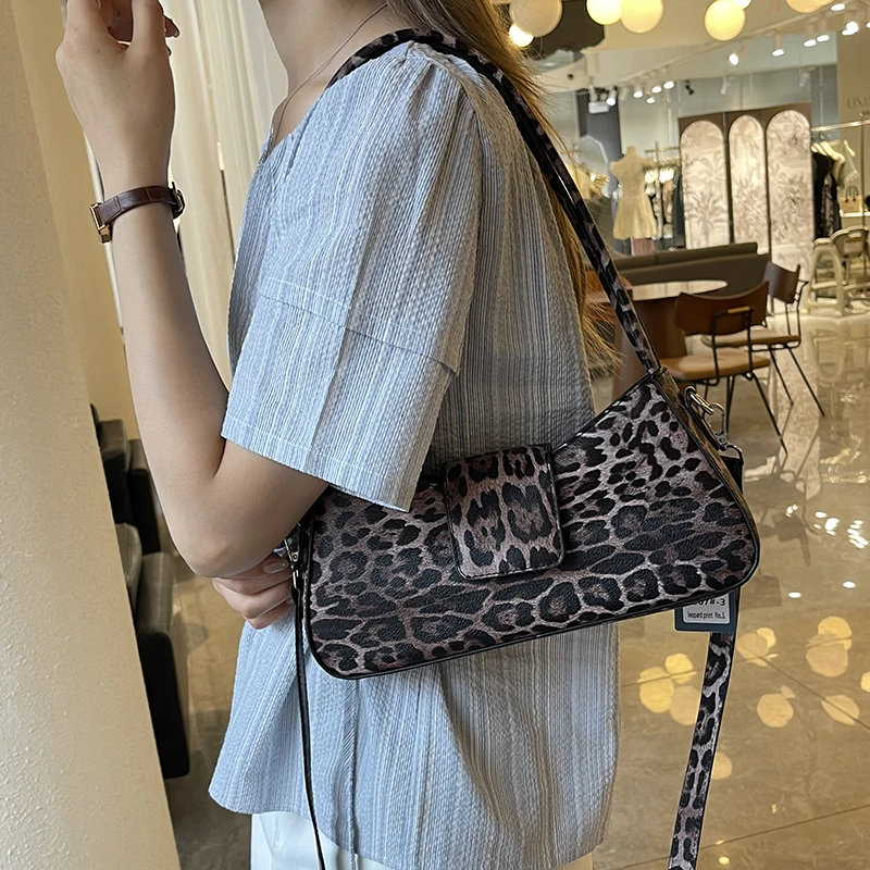 Leopard Print PU Leather Crossbody Bag for Women