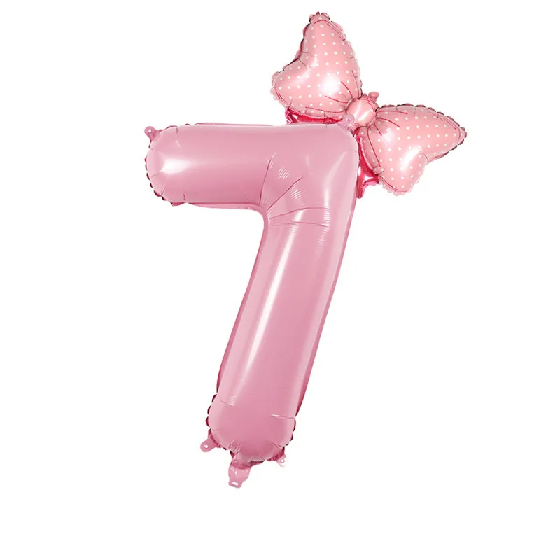 2 Stück 32 Zoll Zahl rosa Schleife Folienballon mit Schleife 1 2 3 4 5 6 7 8 9 für Kinder Jungen Mädchen Geburtstagsfeier Babyparty Dekorationen – Detail 7