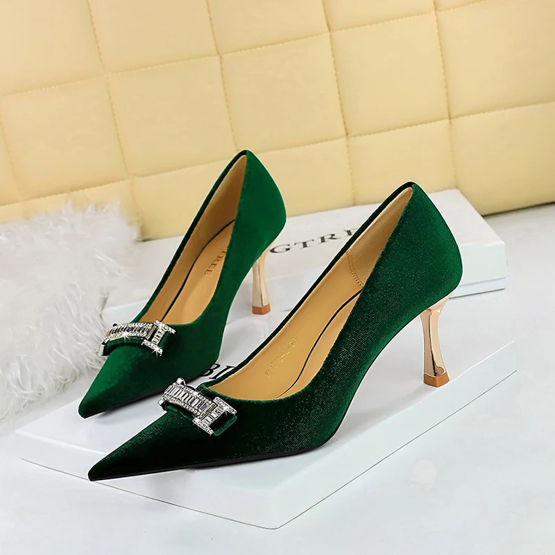 

2023 New Autumn Women Shoes Fashion Women's Pumps Pointed High Heels Shallow Rhinestone Stiletto Shoes For Women Zapatos Mujer