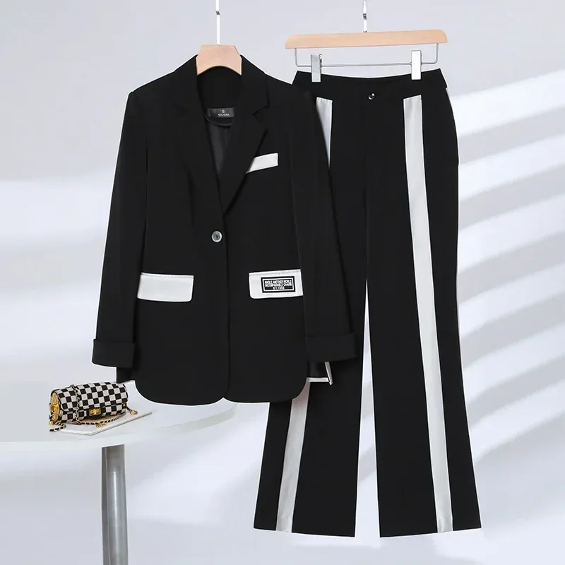 

Black Women Suit Pants Set 2 Piece Blazer+Trousers Spring Office Lady Business Work Wear Jacket Formal Elegant Coat Prom Dress