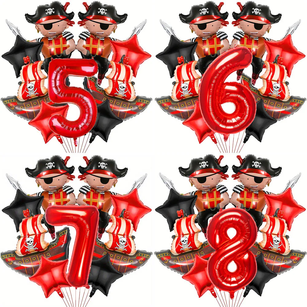 9 stücke Corsair Ballon Geburtstag Partei Liefert Piraten Schiff Folie Ballon Piraten Thema Geburtstag Party Halloween Dekoration Geschenke