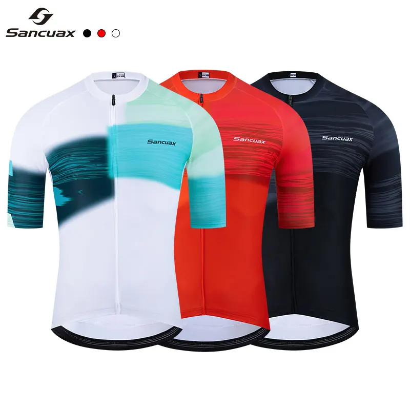 SANCUAX Men's Cycling Jersey, Summer Short Sleeve Breathable Racing Top for Outdoor Road Bike Sport Jersey Ciclismo Hombre