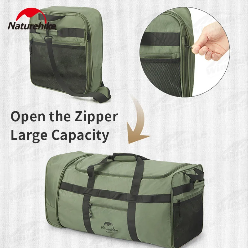 Naturehike 88L Folding Travel Luggage Bag Outdoor High-Capacity Wear-Resisting Camping Equipment Storage Pull Rod Wheel Bag