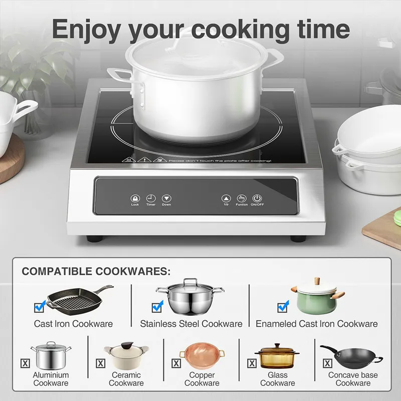 Commercial induction cooker flat 3500W stir-fry high-power restaurant dining table