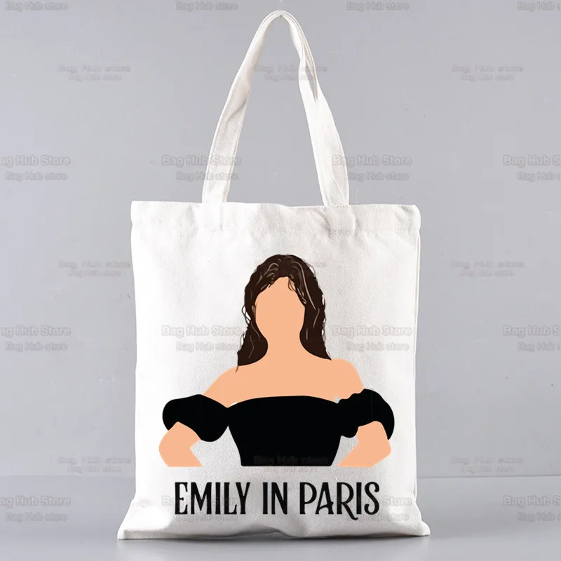 Emily In Paris Creative Canvas Tote Bag Eco Shopping Bag Large Capacity  Shoulder Bag Women Female Foldable Beach Shopper Bag - AliExpress