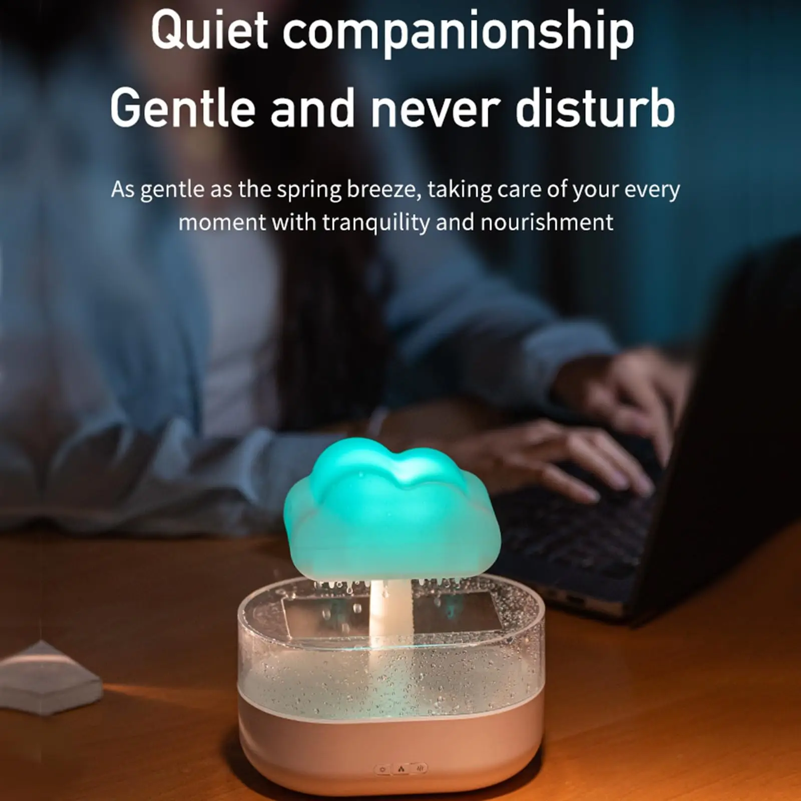 Cloud Rain Humidifier Water Drip 200ml Cloud Aromatherapy Essential Oil Diffuser with Diffuser with 7 Colors LED Light 2