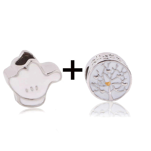 New Design White Heart Charm Beads Pendant Fit European Style Brand Bracelets Necklaces For Women Jewelry Making
