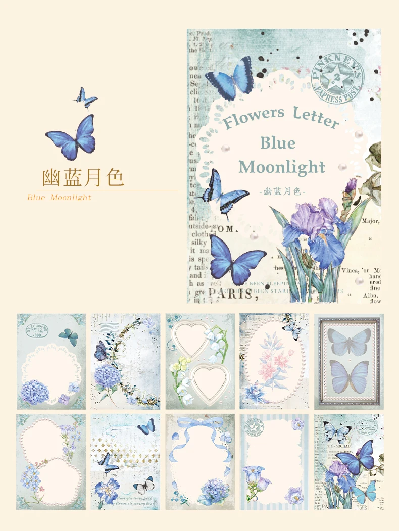 80 Blatt Blumen-Token-Serie, Retro-Pflanzen, Blumen, zerreißbare Notizen, kreatives Handbuch, Dekor, Tagebuch, Sammelalbum, ästhetisches Bastelpapier – Detail 5