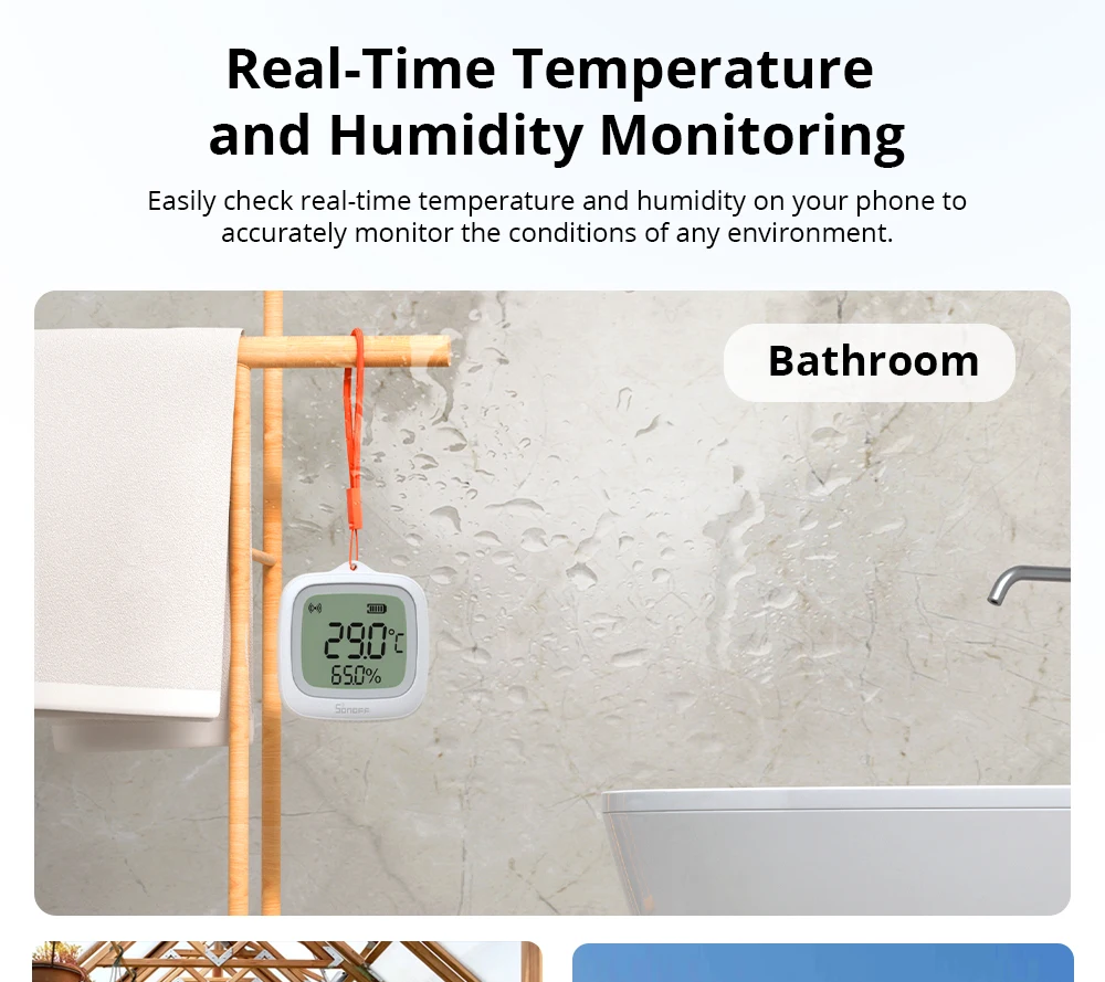 SNZB-02WD Zigbee LCD Smart Temperature Humidity Sensor IP65 Waterproof for Bathr