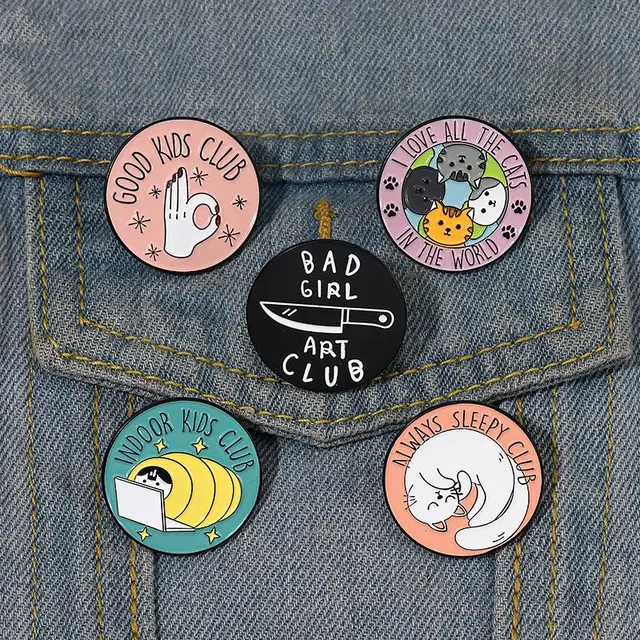 Always Sleeping Club Enamel Pins: Custom Fun Bad Girl Art Brooches