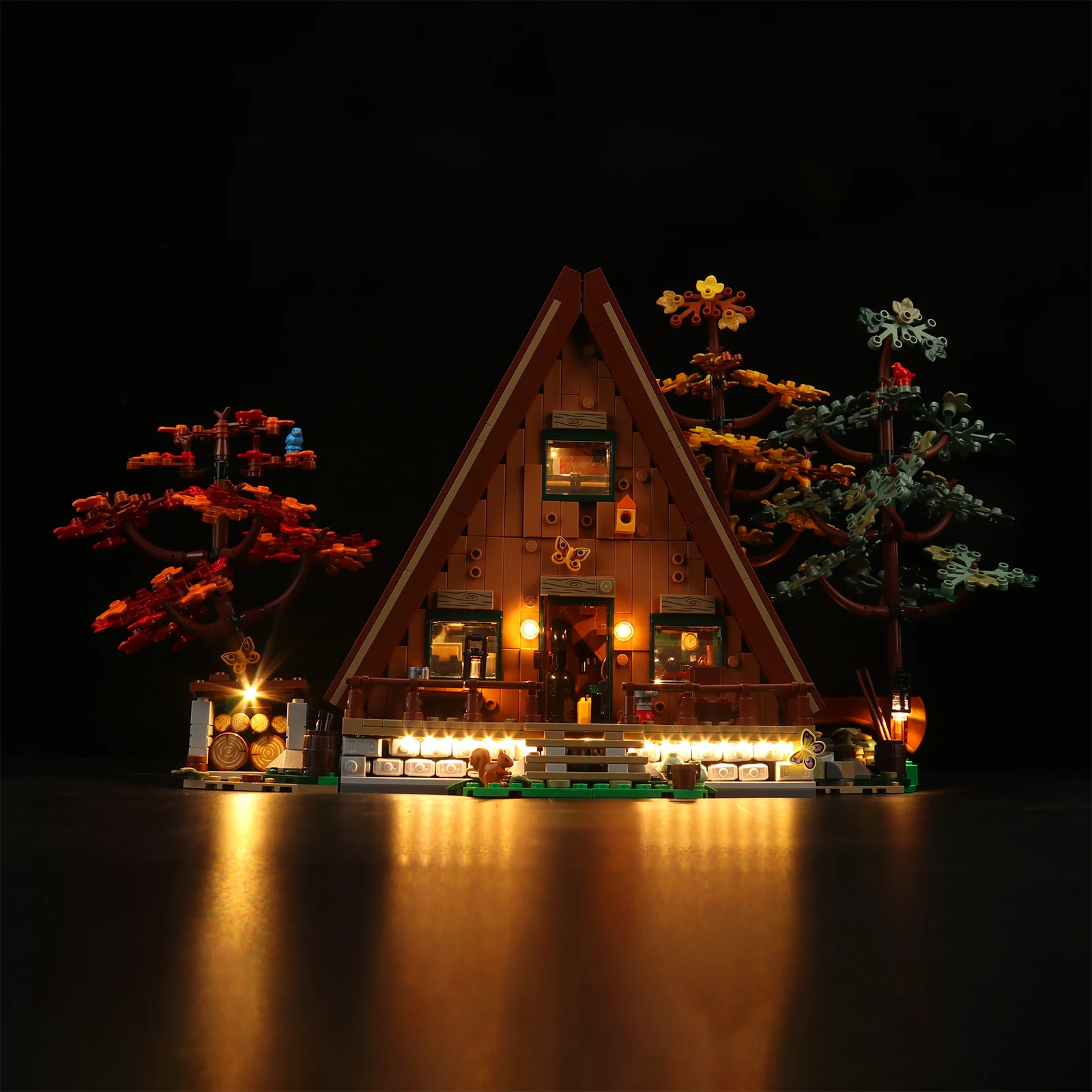 Luce A Led Per Idee 21338 A-Frame Cabin Building Blocks Illuminazione Giocattoli Solo Lampada + Scatola Batteria (Non Includere Il Modello)