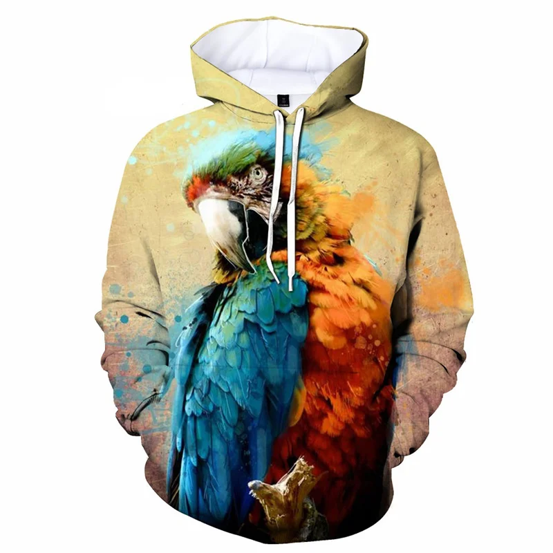 thumbnail image 1 of Sudadera con capucha con estampado 3D de pájaro y loro para hombre, divertida sudadera con estampado de animales, sudadera informal de manga larga holgada estilo Harajuku, 1 of 4