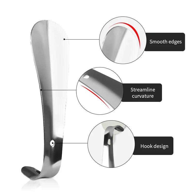1pcs Portable Home Supply Stainless Steel Shoes Lifter Shoespooner Durable Tool Wearing Long Handle Pull Professional Shoehorns 3