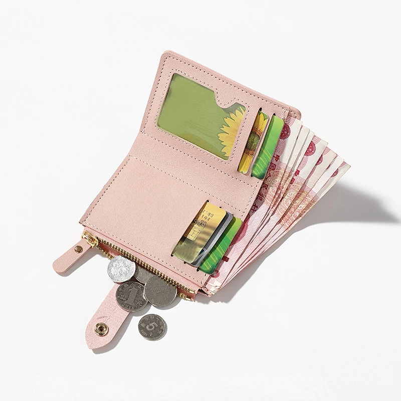 New Solid Color Wallet Fashion Short Card Holder Luxury Designer Solid Color Clutch Bag Ultra-thin Leather Wallet For Women