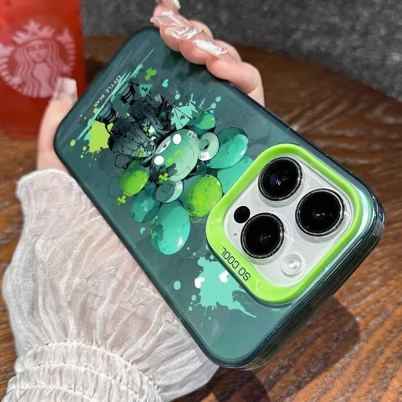IPhone 15 Case Cool Colorful Little Bear Graffiti Soft Silicone Edge Crash Proof Phone Case iPhone 11 12 13 14 plus 15 Pro Max