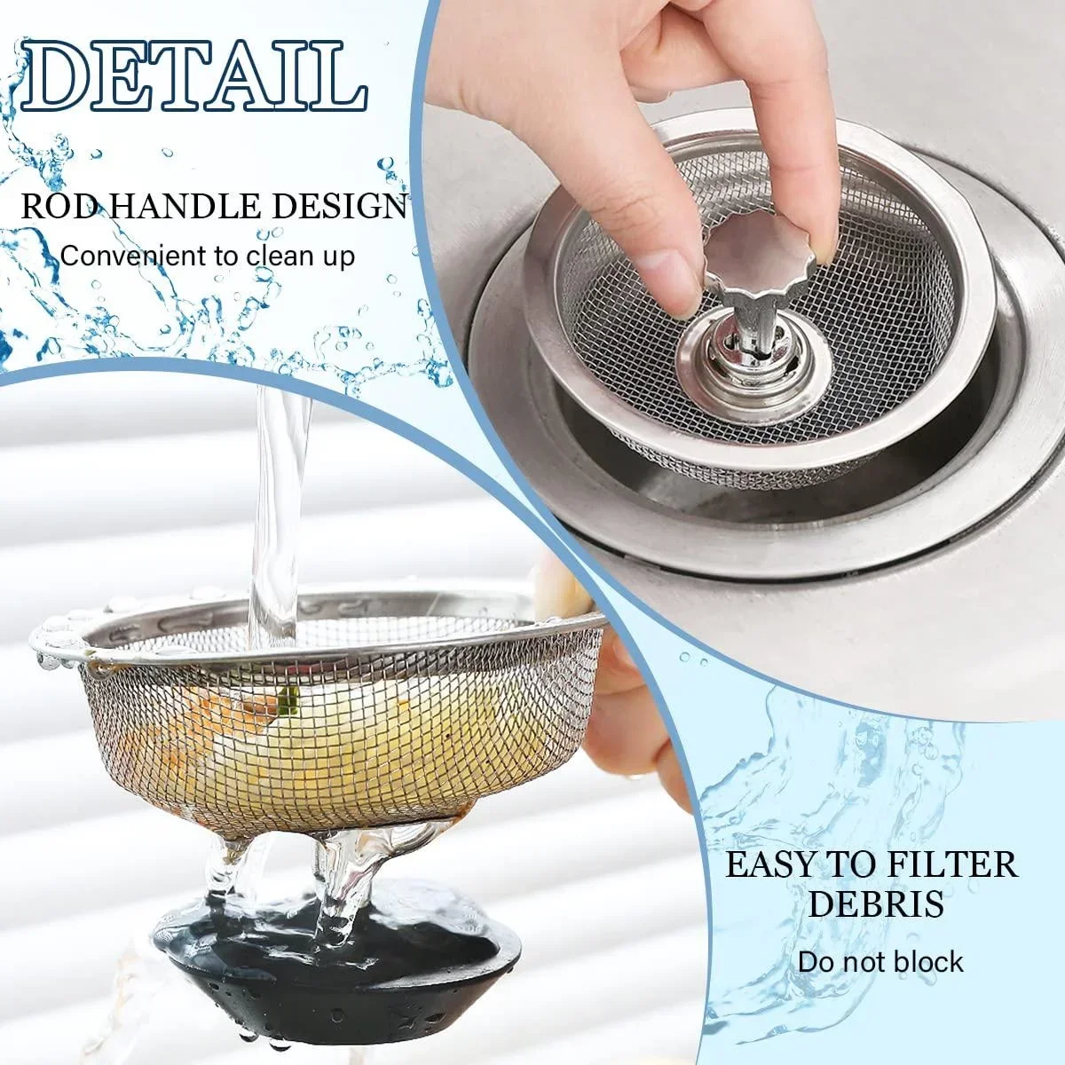 Kitchen Sink Filter Stainless Steel Sewer Mesh Strainers Kitchen Tools Bathroom Floor Drains Hair Catcher Waste Plug