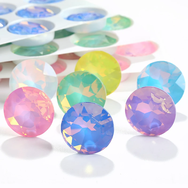 Pipatian 1/5/9Pcs 27MM 큰 라운드 보석 수공예품에 대 한 고품질 라인 석 느슨한 Rivoli 크리스탈 꽃 Diy 공예 크리스탈